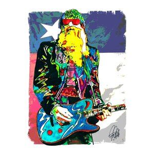 Billy Gibbons ZZ Top Guitar Blues Rock Music Poster Print Wall Art 13x19